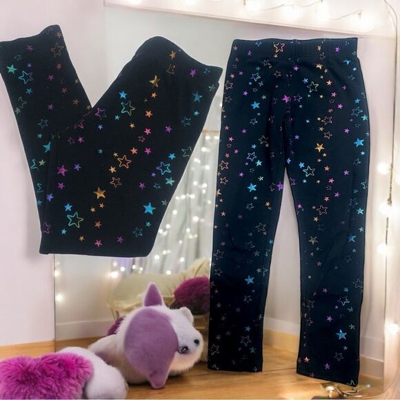 Vigoss Kids l 2 Pair Girl’s Black Leggings l Rainbow Stars & Unicorns Print l XS - Picture 4 of 7